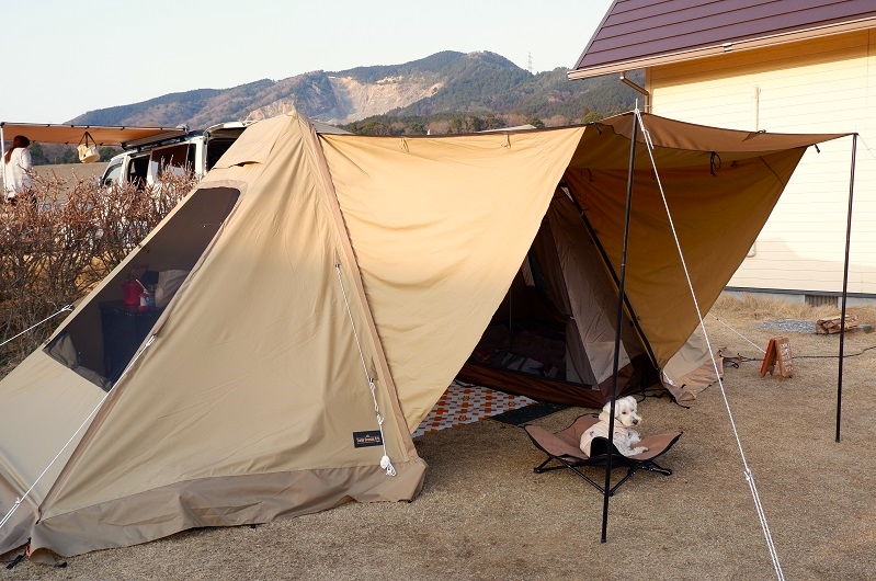 ogawaのツインクレスタT/Cでワンコと春キャンプ！のんびりシンプルに 