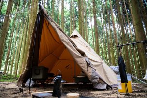 木立の中の秘密基地でデュオキャンプ。料理を作ってのんびり過ごす
